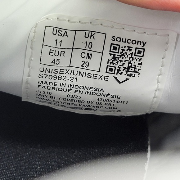 Sauconyβ 586i Men's 11 White Black Gum Leather Casual Sneakers Shoes S70982-21 - Picture 9 of 11